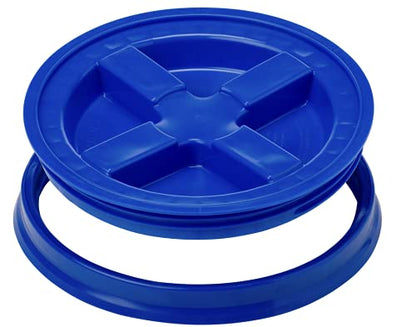 House Naturals 5 Gallon Made in USA Food Grade Plastic Bucket with Blue Screw On Air Tight Double Gasket lid, (Pack of 2)
