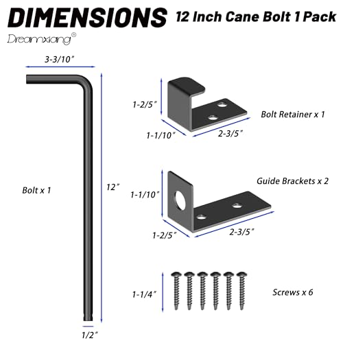 12" Heavy Duty Cane Bolt Gate Drop Rod Extra Thick Hardware Ground Latch for Wood PVC Vinyl Metal Fences Gates, Double Doors, Black Solid Steel-1 Pack - color: 12 Inch