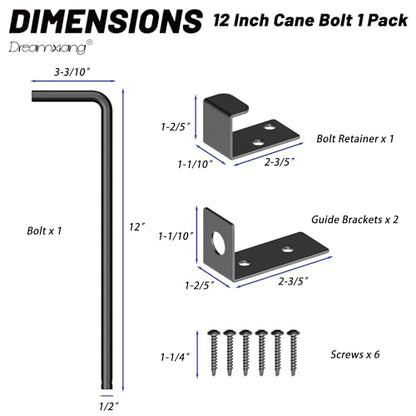 12" Heavy Duty Cane Bolt Gate Drop Rod Extra Thick Hardware Ground Latch for Wood PVC Vinyl Metal Fences Gates, Double Doors, Black Solid Steel-1 Pack - color: 12 Inch