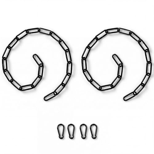2pcs Metal Chains, Gate Lock for Outdoor Wooden Fence, Yard, and Barn with 4pcs Carabiners, 20 Inch Stainless Steel Chain Link for Horse, Goat, Cow, Dog, and Other Pet Cages Livestock Gates, Black - size: 2-Pack