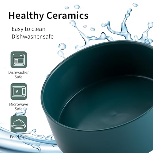 Green Raised/Elevated Ceramic Dog Bowl for Medium Large Sized Breeds,Large Dog Food Water Bowl with Stand,8 in Non Slip Heavy Weighted 1800ml/ 7.6 Cups/60 OZ - color: Green, size: 8 in