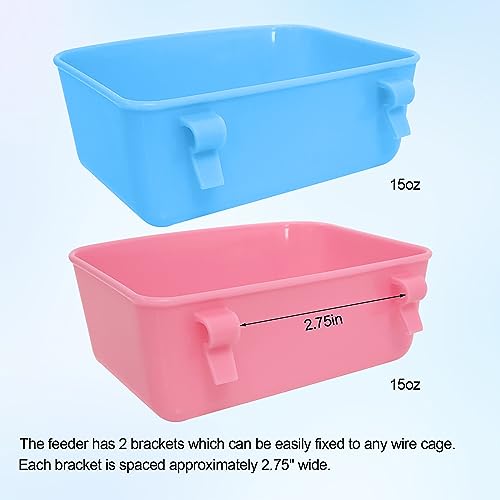 6 Pack Feeder (Blue, Pink), Hanging Feeder,Food and Water Container, Bath Water Bowl Universal for Birds Hamsters Mice Rats Rabbit Guinea Pig Small Pets (S) (S) - size: S