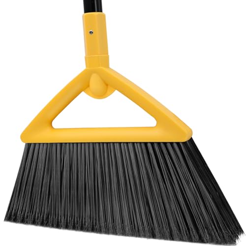 Heavy Duty Angle Broom - Yellow Broom for Outdoor & Indoor, Garage, Driveway, Sidewalk, Kitchen & More, Long Handle - color: 1pack Yellow