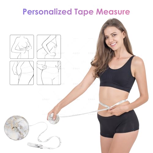 Sewing Tape Measure，Colour Printed Small Retractable Soft Measuring Tape for Tailor Cloth Fabric Body Measurements. - color: Gray Marble