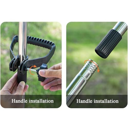 Stainless Steel Hand Rake | Ergonomic Adjustable Chicken Manure Scoop,Long Handle Heavy Duty Bow Rake | for Grass Shrub Debris Pine Needle Thatching Outdoor Camping Gardening Landscape Turf Autumn