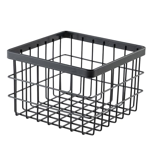 G.E.T. WB-664-MG Square Metal Storage Wire Basket for Pantry, Produce and More, 6" x 6" x 2" - size: 6" x 6", style: 4" Deep