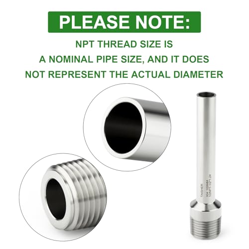 TAISHER 5PCS 304 Stainless Steel Pipe Fittings, 1/2" NPT Male Threaded, 4" Length Weld Nipple Cast Pipe - size: 1/2" NPT x 1/2" OD(4" Length)