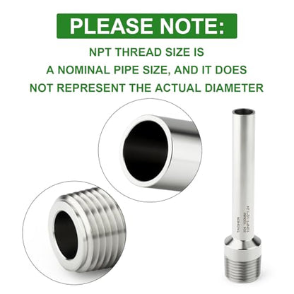 TAISHER 5PCS 304 Stainless Steel Pipe Fittings, 1/2" NPT Male Threaded, 4" Length Weld Nipple Cast Pipe - size: 1/2" NPT x 1/2" OD(4" Length)