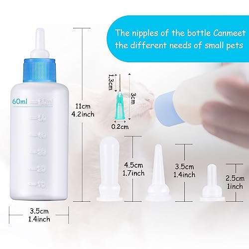 Tondiamo 17 Pcs Kitten Bottle Feeding Kit Puppy Bottles for Nursing Puppy Milk, Replacement Nipples Cleaning Brushes Bottle Opening Needles for Newborn Pet Cat Dog Rabbit Goat - color: Blue, Pink