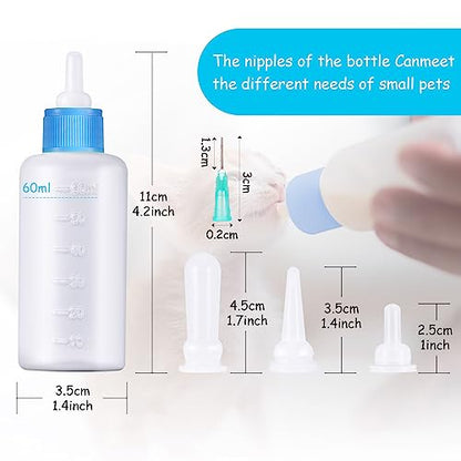 Tondiamo 17 Pcs Kitten Bottle Feeding Kit Puppy Bottles for Nursing Puppy Milk, Replacement Nipples Cleaning Brushes Bottle Opening Needles for Newborn Pet Cat Dog Rabbit Goat - color: Blue, Pink