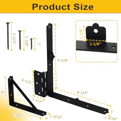 Anti Sag Fence Gate Kit Heavy Duty Gate Corner Brace Bracket, Gate Hardware Kit with Latch and Hinges for Wooden Fences, Driveway Gates, Shed Doors, Corral Gates, Wood Windows - style: 1 Set