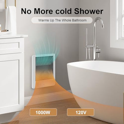 Electric Wall Heater Complete Unit with Thermostat, Model CSC101TW, 1000 Watt, 120 Volt, White