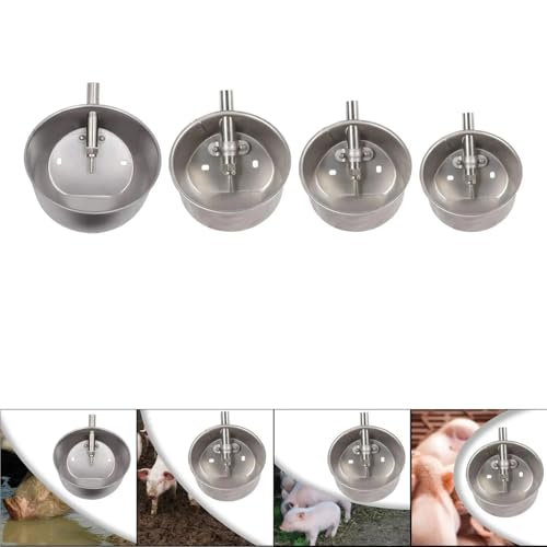 Pig Water Nipple 2Pcs Automatic Pig Waterer Drinker Water Dispenser Drinking Bowl Animal Waterer Bowl Stainless Steel for Animals Pig Livestock(Small) - color: Small