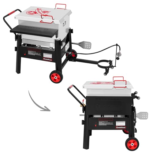 Creole Feast CFB1001A 90 QT Crawfish Boiler, Outdoor Single Sack Propane Gas Cooker with Folding Cylinder Mounting Bracket and Stirring Paddle for Seafood & Crawfish Season, Black - size: 90 quart