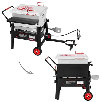 Creole Feast CFB1001A 90 QT Crawfish Boiler, Outdoor Single Sack Propane Gas Cooker with Folding Cylinder Mounting Bracket and Stirring Paddle for Seafood & Crawfish Season, Black - size: 90 quart