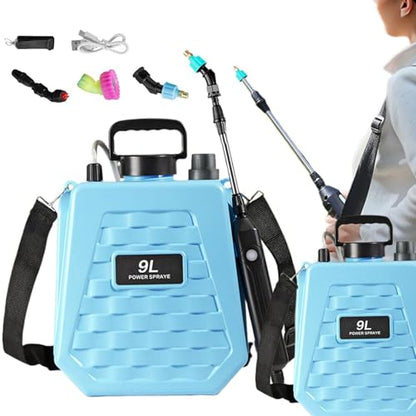 Battery Powered Sprayer - Portable Mister Rechargeable | Power Sprayer with Adjustable Shoulder Strap | for Home Outdoor Plant Agriculture Backyard Yard Lawn Farm - color: 9L sky blue