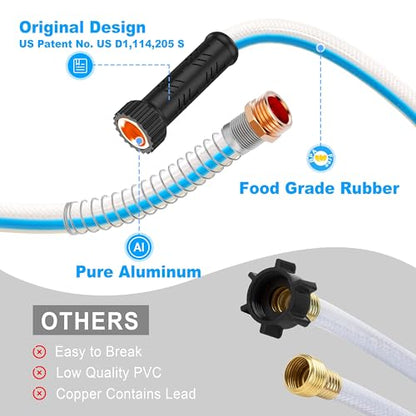 RV Water Hose, 5/8" Premium RV Drinking Water Hose for RV, Camping, Marine, Trailer and Truck, BPA Free, Anti-Kink and Leak-Free, Drinking Water Safe (White, 150FT) - color: White, size: 150FT