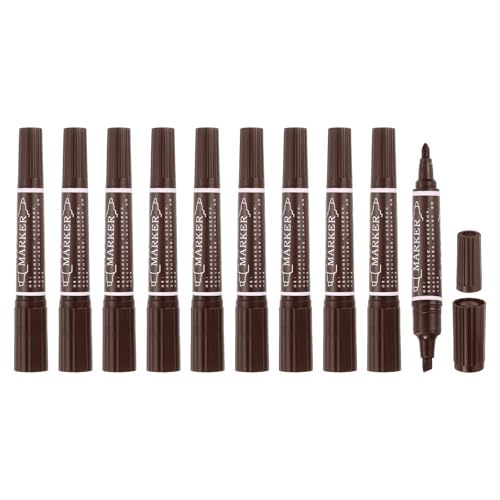 MECCANIXITY 10 Pcs Art Marker Pen Double-Ended Colored Pen Dual Sketch Marker for Drawing Sketching Writing Journaling, Brown - color: Brown