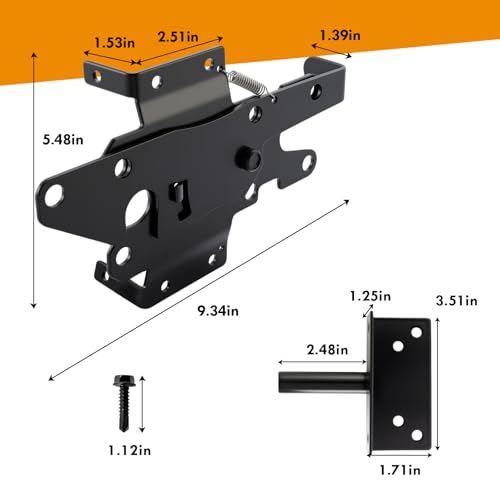 HOME MASTER HARDWARE Heavy Duty Self-Locking Gate Latch for Wooden Fence, Post Mount Automatic Gate Lock, Fence Gate Latch for Pool/Outdoor Garden/Vinyl, Black Finish