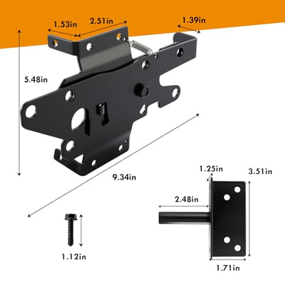 HOME MASTER HARDWARE Heavy Duty Self-Locking Gate Latch for Wooden Fence, Post Mount Automatic Gate Lock, Fence Gate Latch for Pool/Outdoor Garden/Vinyl, Black Finish