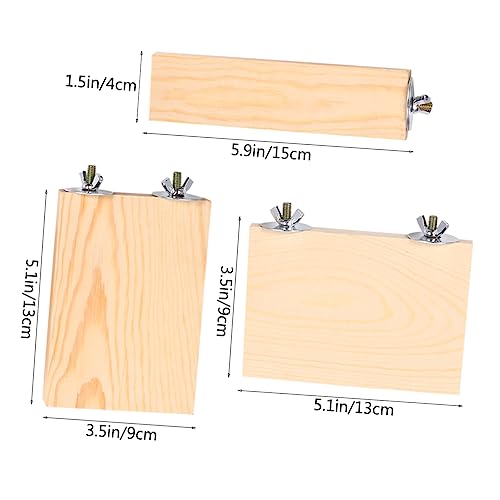 POPETPOP 3pcs Parrot Wood Platform Perches for Bird Cage Branch Stand for Animals Encourages Exercise and Coordination for Hamsters Mice and Parrots