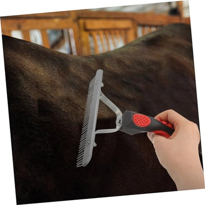 Garneck Horse Grooming Rake Handle Hair Cleaning Comb Ergonomic Design Non- Grip Resistant for Efficient Grooming and Maintenance