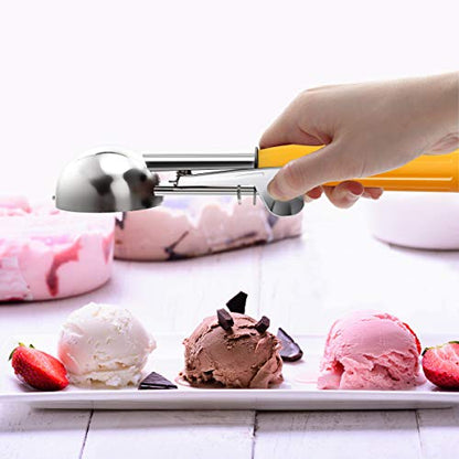 TOPKITCHEN Commercial-Grade Ice Cream Scoop 1.63 oz, 18/8 Stainless Steel Cookie Scoop with Plastic Handle, Portion Control Disher Scoop for Bakeries, Restaurants & Dessert Shops, #20, Yellow - size: 1.63 oz - Yellow