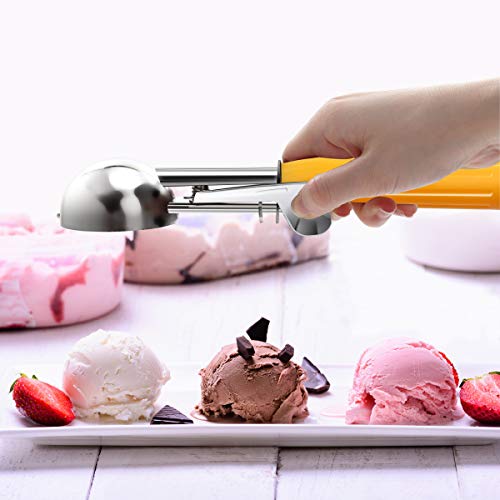 TOPKITCHEN Commercial-Grade Ice Cream Scoop 1.63 oz, 18/8 Stainless Steel Cookie Scoop with Plastic Handle, Portion Control Disher Scoop for Bakeries, Restaurants & Dessert Shops, #20, Yellow - size: 1.63 oz - Yellow