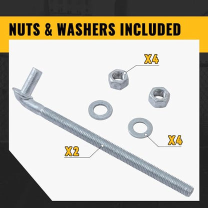 VIVIDA 10" J Bolt Gate Hinge 2 Pack, Chain Link Gate Bolt Hinge with 5/8" Male Pin, Galvanized Steel, Nuts & Washers Included - size: 10" (2 PCS)