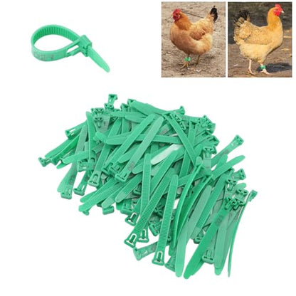 ZJchao Chicken Leg Bands, Adjustable Plastic Poultry Identification Leg Rings with Clear Colorfast Number Engraving for Duck Goose Chicken (Green) - color: Green