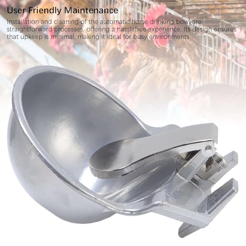 Sorandy Automatic Livestock Waterer Bowl, Stainless Steel Animal Drinking Water Bowl with Dual Float Valve & Quick Hose Connector, Ideal for Cattle Horse Dog Sheep Goat Farm Ranch