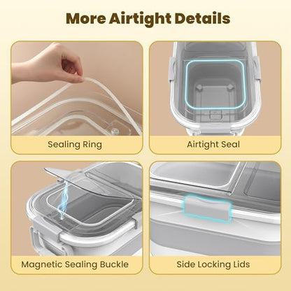 25-35Lbs Rice Container,Collapsible Food Storage Containers with Transparent Airtight Lid,Wheels,Rice Storage Container with Small Bin and Scoop,Rice Dispenser for Flour Sugar Cereal Grain Dog Cat - color: Clear/25-35lbs