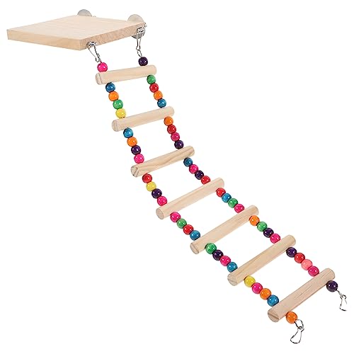 FRCOLOR 2pcs Bird Ladder Toy with Platform for Parrots and Birds Easy to Install Natural Wood and Climbing Activities