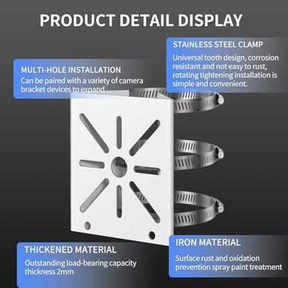 ZT-NET Universal Vertical Pole Mount for Security Camera, Heavy-Duty Metal Bracket with 3 Loops, for CCTV/PTZ Dome Cameras, Wall/Stage Lights & Solar Panels
