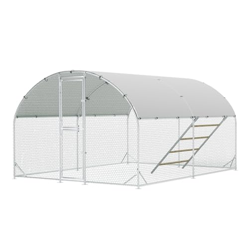 Large Metal Chicken Coop, Chicken Runs for Yard with Cover, Arch Roof Chicken Coop, Outdoor Chicken Pen, Heavy Duty Galvanized Steel Frame, Waterproof Cover, 10 x 13 x 6.5 FT - size: 10' x 13'