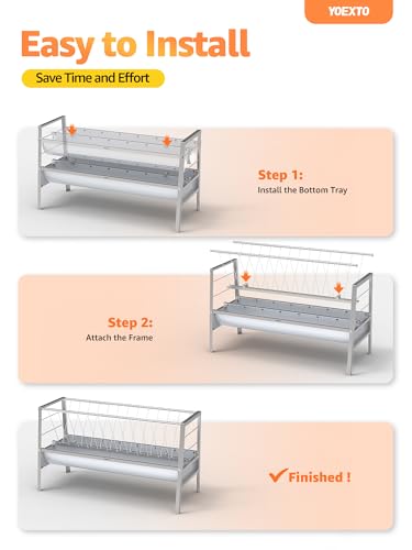 Goat Hay Feeder, 90 Gallon Livestock Feeding Trough with Waste-Reducing Tray, Heavy Duty Galvanized Steel Goat Feeder for Outside, Farm, Barn, Ranch and Sheep Pen
