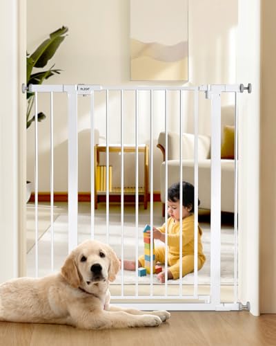 36" Extra Tall Baby Gate for Stairs, 29.5-40.5" Wide Dog Gate for Doorways, Walk Thru Auto Close Metal Pet Gate for The House, Stairs and Doorways, Child Gate Pressure Mounted Dog Gate Indoor - color: White, size: 29.5-40.5"W x 36"H