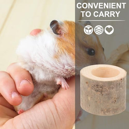 Wooden Hanging Small Animal Feeding Bowl Wear- Guinea Pig Feeder Suitable for Hamsters Chinchillas and Squirrels