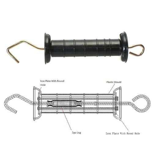 SagaSave Plastic Electric Fence Gate Handle Insulators, Gate Handle with Spring for Arms, Patios, and Gardens(Black)