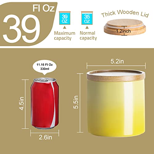 Sweejar Ceramic Food Storage Jar, Stackable Kitchen Canisters, Containers with Airtight Seal Wooden Lid for Serving Coffee Grounds, Coffee Bean, Flour, Tea, Spice and More - 39 Fl Oz (Gradient Purple) - color: Gradient Purple, style: 39 Fl Oz (5.2"x5.5")