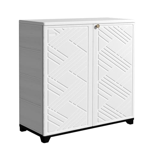 Mrosaa Outdoor/Indoor Storage Box,Resin and Plastic Storage Cabinet Waterproof,Outdoor Cabinet for Patio/Garden/Balcony/Backyard/All Room(with 3 Shelves)-White - color: White1203-3