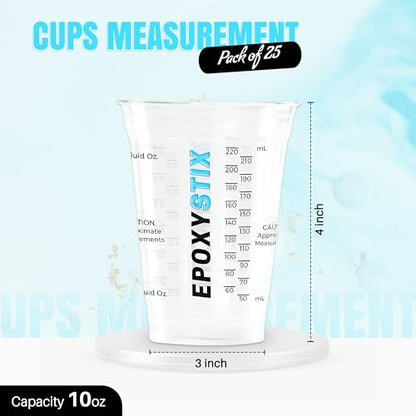 [Pack of 25] 10oz Disposable Graduated Measuring Cups for Mixing - Measurements in mL and Oz - Multipurpose Reusable Cups for Paint, Epoxy Resin, Stain, Liquid Mixing Cups - size: 25 Pack