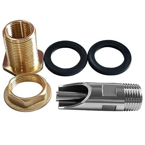 Joywayus 3PCS Stainless Steel Automatic Pig Nipple Water Drinker Feeder Waterer + 3PCS Brass Water Tank Connector Bulkhead Fitting + 1PCS Hole Opener Kit for Sows Piglets Drinking
