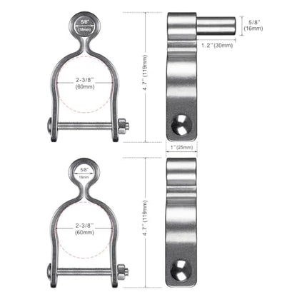 Insaga 2 Pack 2-3/8" Heavy Duty Chain Link Fence Gate Hinges, 304 Stainless Steel T-Post & Pipe Gate Hinge Kit with Frame and Post Brackets, Bolts & Nuts Included for Farm, Cattle, and Chain Link Gate - color: Light Weight, size: 2-3/8''-2Pack