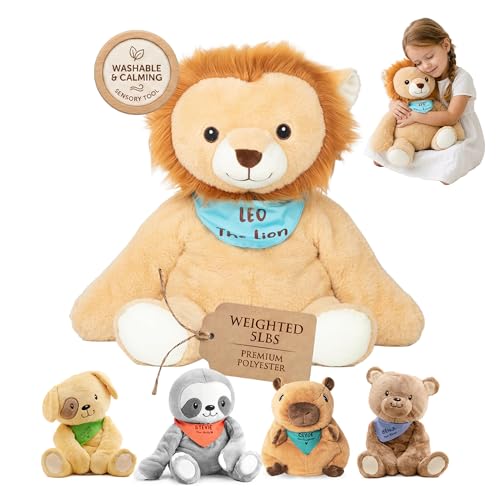 Lilly's Love Weighted Stuffed Animals for Adults & Kids — 5lb Calming Lion Plush for Anxiety, ADHD & Sensory | Machine Washable Weighted Stuffed Animal w/Removable Insert | Leo The Lion - color: Lion