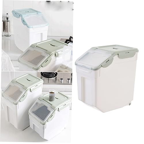 LIOOBO Pp Plastic Grain Storage Barrel Sealed Lids Pet Food Dry Container Dog Food Storage Case Nordic Design - color: Olive Green