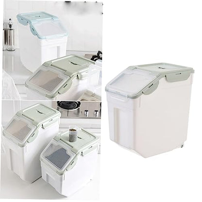 LIOOBO Pp Plastic Grain Storage Barrel Sealed Lids Pet Food Dry Container Dog Food Storage Case Nordic Design - color: Olive Green