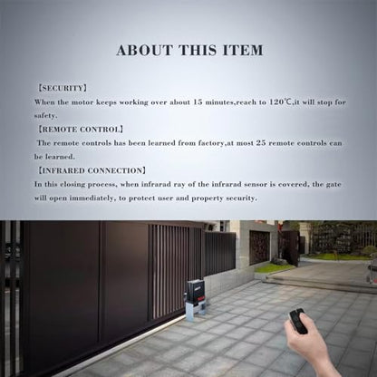 Automatic Sliding Gate Opener with Remote Control Transmitters and Infrared Photocell Sensor - Chain Driveway Security Door Operator Kit (for 1350lb & 26ft Gate, AT1350) - size: AT1350-BLACK