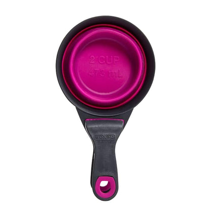 Dexas Popware for Pets Collapsible Klip Scoop, 3-in-1 Pet Food Scoop, Measuring Cup and Bag Clip, 2 Cup Capacity, Fuchsia - color: Fuchsia, size: 2 Cup Capacity