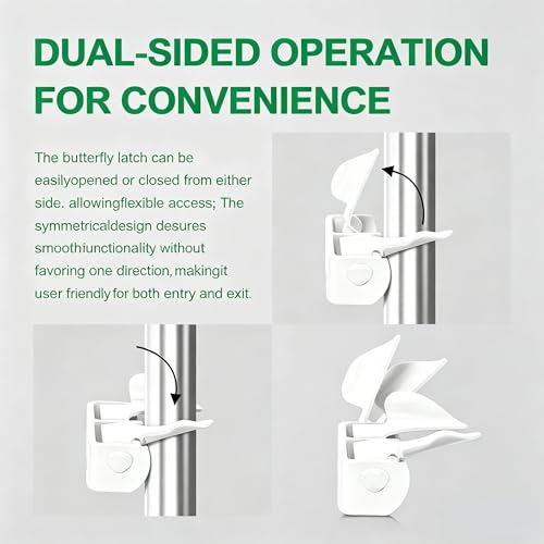 2 Pack Wall Mount Butterfly Latch 1-3/8" to 1-5/8", Gate Fork Lock with Padlock Hole, Chain Link Fence Parts, Gate Fork Latch,Chain Link Fence Gate Latching Hardware(White - 2 pcs) - color: White - 2 pcs